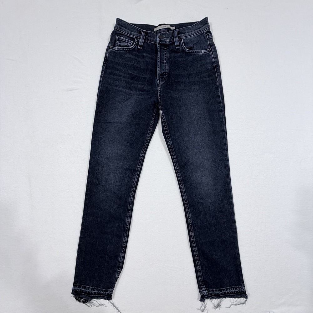 Hudson Holly Straight Leg Jeans High Waist Light Wash Frayed Hem Womens Sz 26